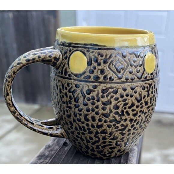 Always Azul Pottery Colorado Mug Yellowstone Moose Yellow Brown 14 oz, no spoon - Picture 3 of 5